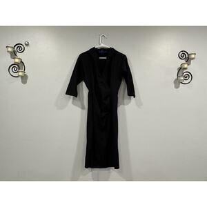 Winser London Black Collared Midi Dress Sz 12